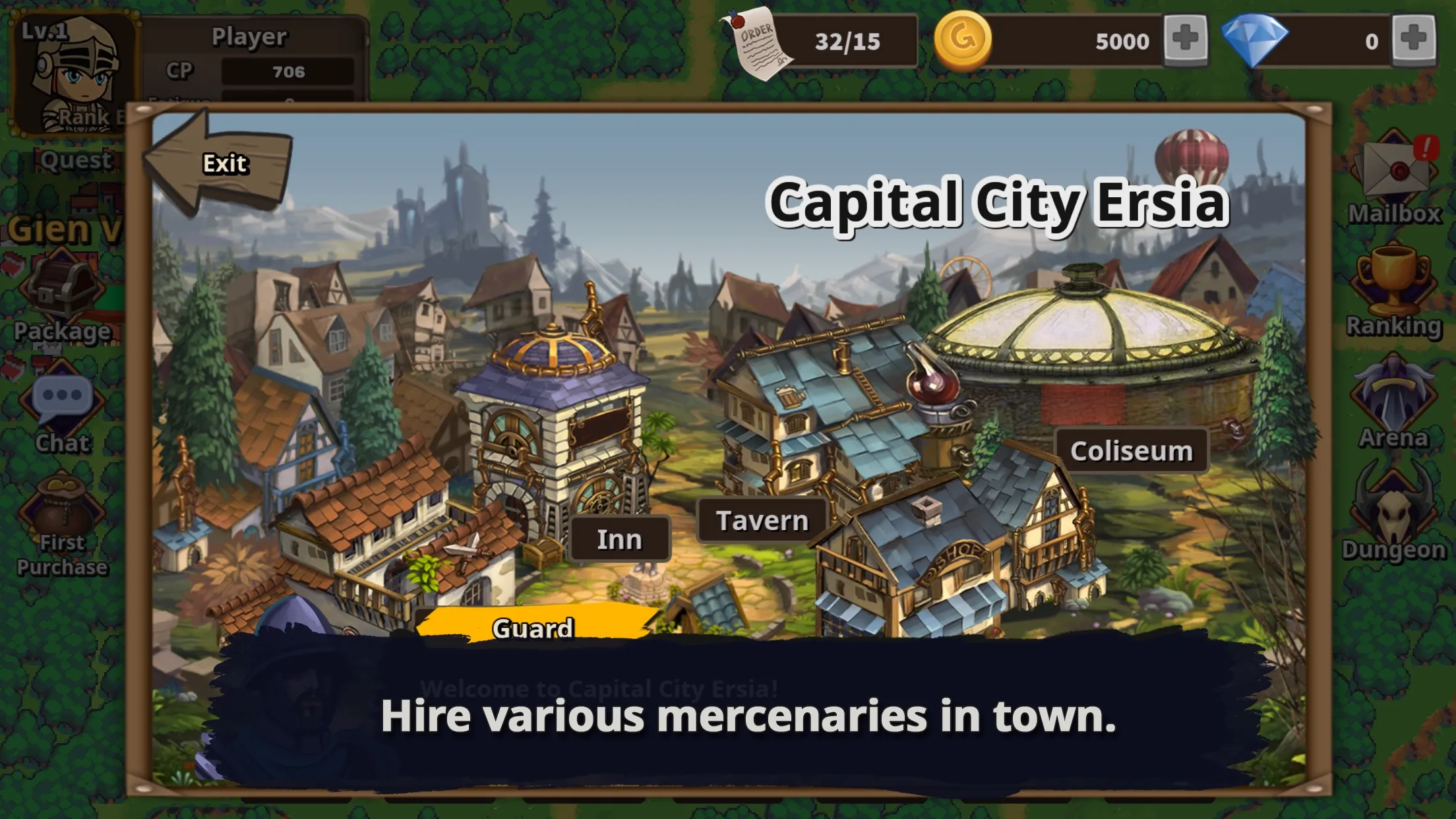 Screenshot des Upgrade-Menüs